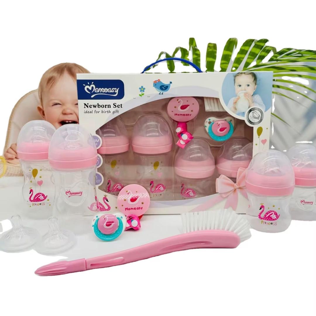 Momeasy – Coffret Naissance Bébé – Set de Biberons, Sucette, Brosse, Attache-Tétine – Sans BPA
