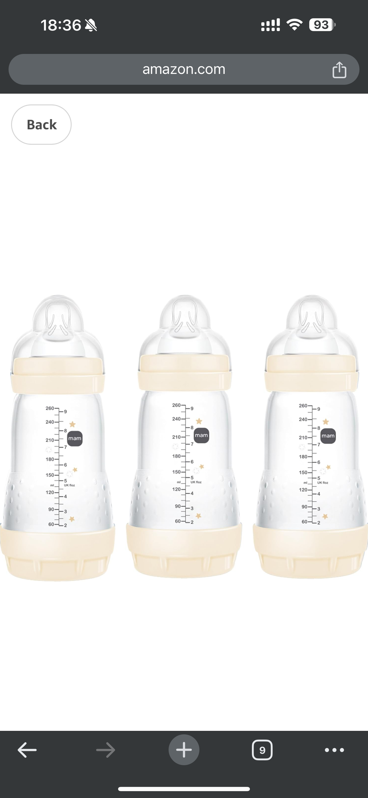 MAM Biberon anti-colique MAM Easy Start, biberons à débit moyen 2 MOIS +, biberon(3 unités),de 260ML