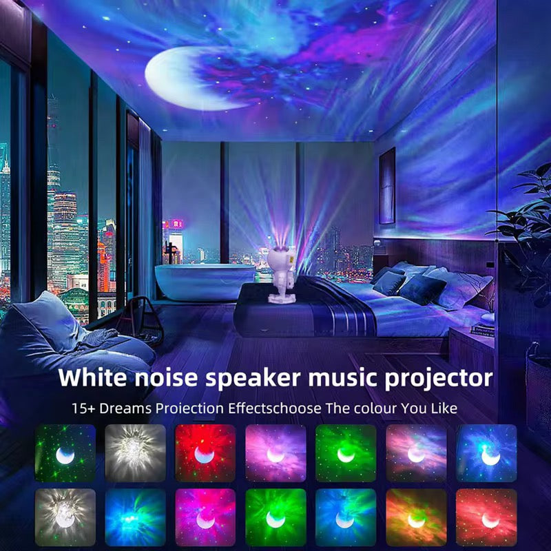 Projecteur Astronaute LED Galaxy – Veilleuse & Haut-Parleur Bluetooth avec Télécommande