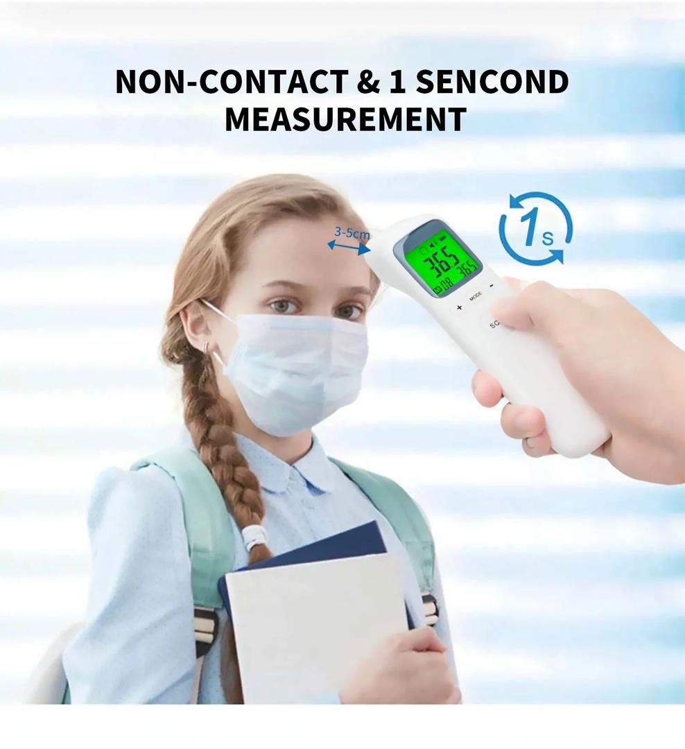 Thermomètre Frontal Infrarouge Sans Contact – Mesure Instantanée – Précis et Hygiénique – Écran LCD – Adultes, Enfants et Bébés