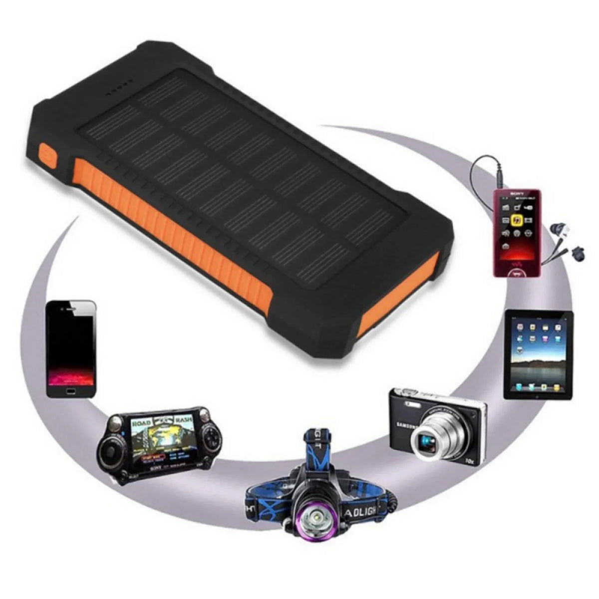 Chargeur solaire - Power Bank avec lampe torche LED intégrée pour tous les téléphones portables et appareils électroniques