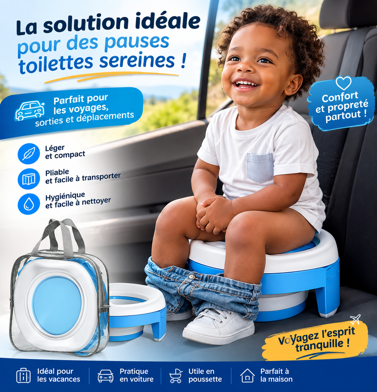 Réducteur de Toilette pot de chambre Pliable pour Enfant – Confort & Sécurité à Portée de Main