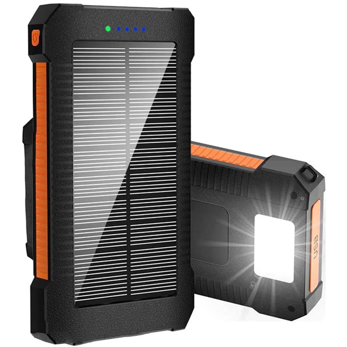 Chargeur solaire - Power Bank avec lampe torche LED intégrée pour tous les téléphones portables et appareils électroniques