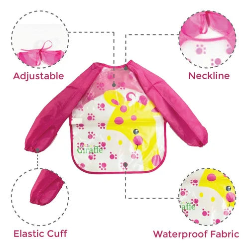 Bavoir Bébé Imperméable à Manches Longues – Protection Complète & Motifs Colorés