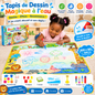 Tapis de Dessin 100cmx50 Magique à l’Eau pour Enfant 100 × 80 cm – Tapis de Coloriage Réutilisable avec 4 Stylos à Eau