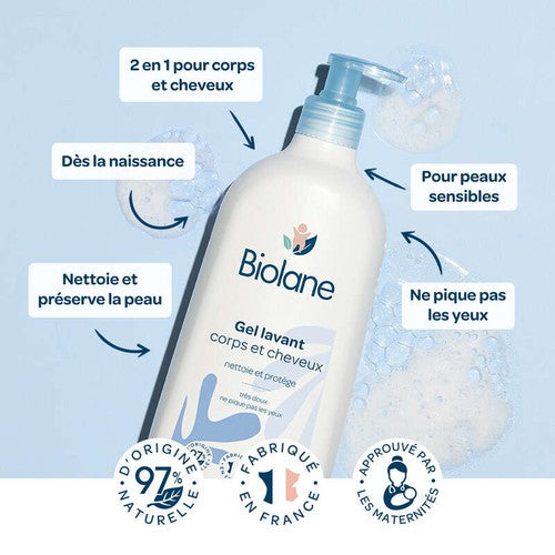Biolane Gel Lavant Corps et Cheveux Bébé – 750 ml – Nettoie en Douceur – Sans Paraben – Hypoallergénique
