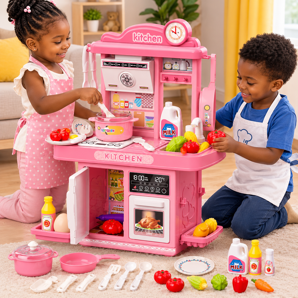 Cuisine Jouet pour Enfant avec 25 Accessoires – Rose
