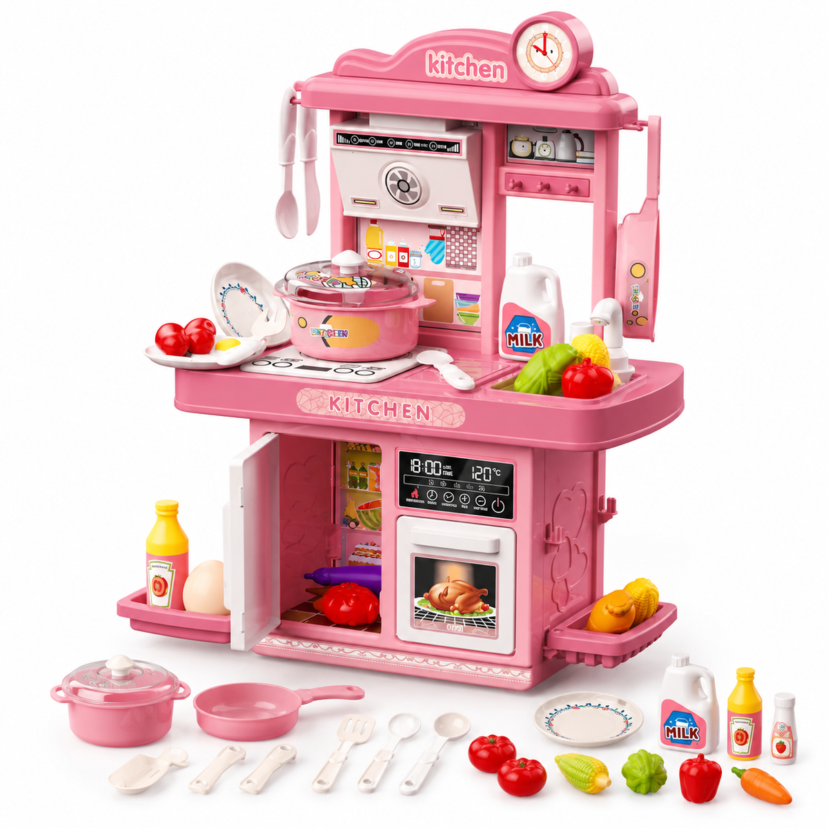Cuisine Jouet pour Enfant avec 25 Accessoires – Rose