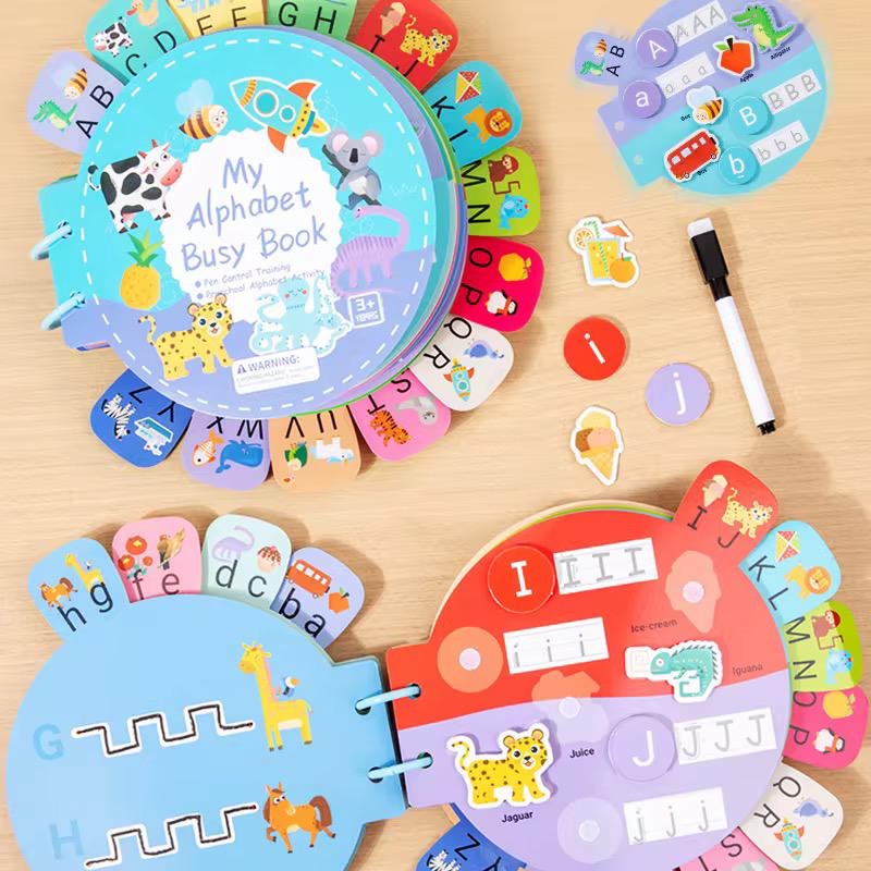Livre éducatif "My Alphabet Busy Book" – Apprentissage interactif de l’alphabet