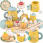 Service à Thé en Bois pour Enfants – Set de Dînette Montessori 15 Pièces