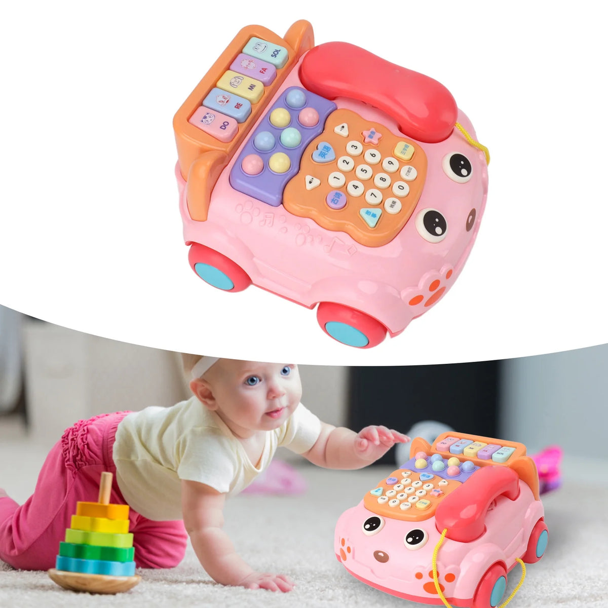 Téléphone Jouet Éducatif pour Bébé avec Musique et Lumières – Voiture Téléphone Interactif