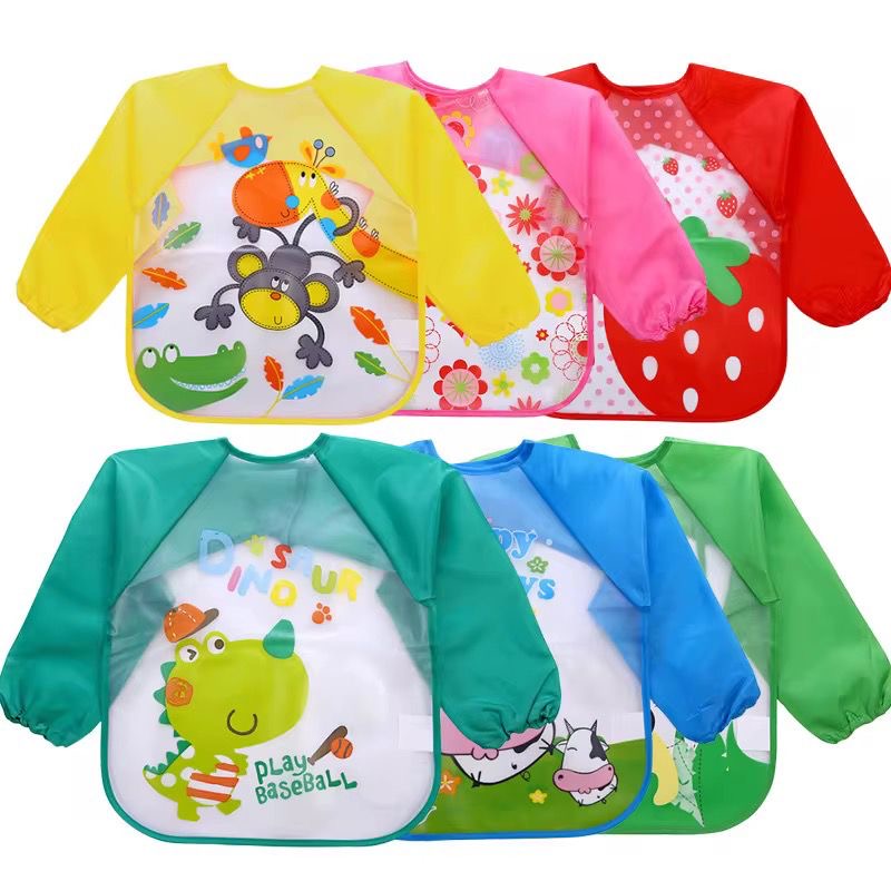Bavoir Bébé Imperméable à Manches Longues – Protection Complète & Motifs Colorés