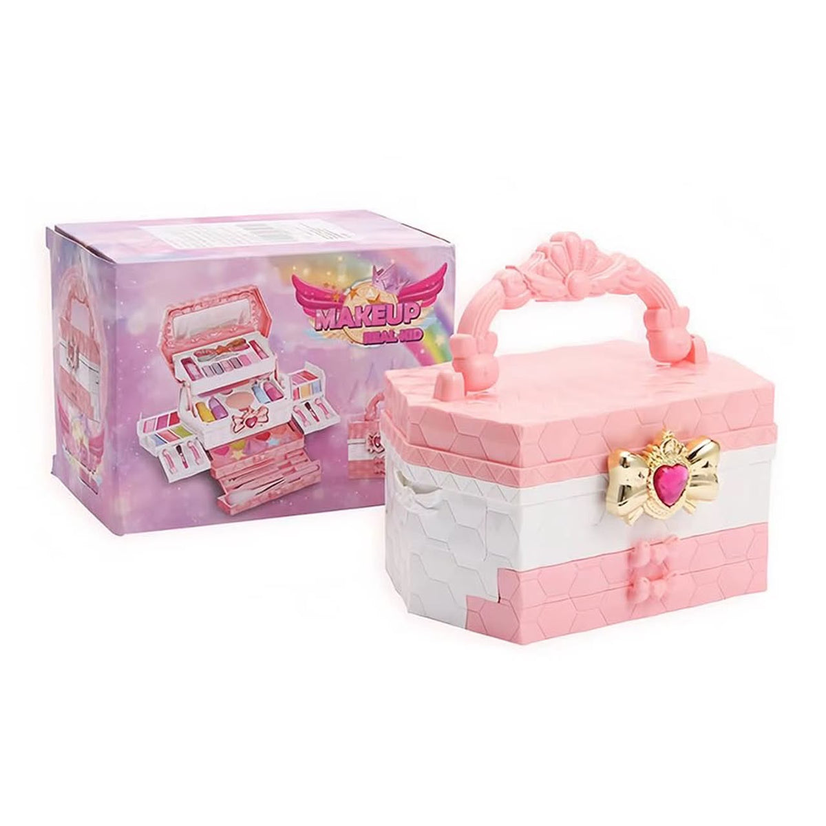 Malette Maquillage Fille,Ensemble 53 Pièces Lavable pour Enfant avec Miroir,Pinceau Cosmétique et Rouge