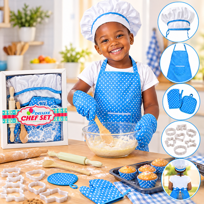 Ensemble de Cuisine pour Enfant – Deluxe Chef Set rose et bleu