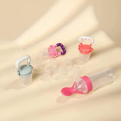 Kit d’Alimentation Bébé 4 en 1 – Sucette à Fruits & Biberon Cuillère – Sans BPA