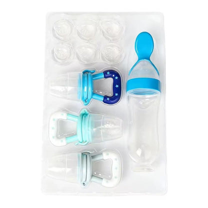 Kit d’Alimentation Bébé 4 en 1 – Sucette à Fruits & Biberon Cuillère – Sans BPA