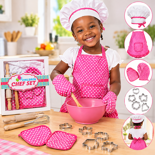 Ensemble de Cuisine pour Enfant – Deluxe Chef Set rose et bleu