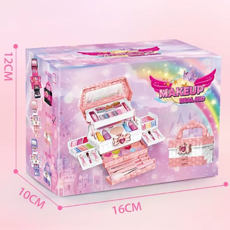 Malette Maquillage Fille,Ensemble 53 Pièces Lavable pour Enfant avec Miroir,Pinceau Cosmétique et Rouge
