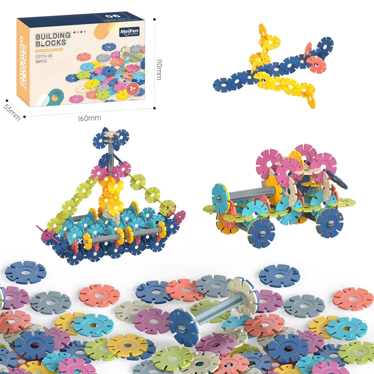 Ensemble de jouets éducatifs à bas prix pour enfants, blocs de construction amusants, particules de jouets, cubes numériques, blocs de bricolage, avec boîte de couleurs