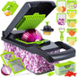 Hachoir à légumes 14 en 1 , coupe-oignons, trancheuse, hachoir pour légumes, salades, fromages, fruits, coupe-légumes multifonction avec séparateur d'œufs