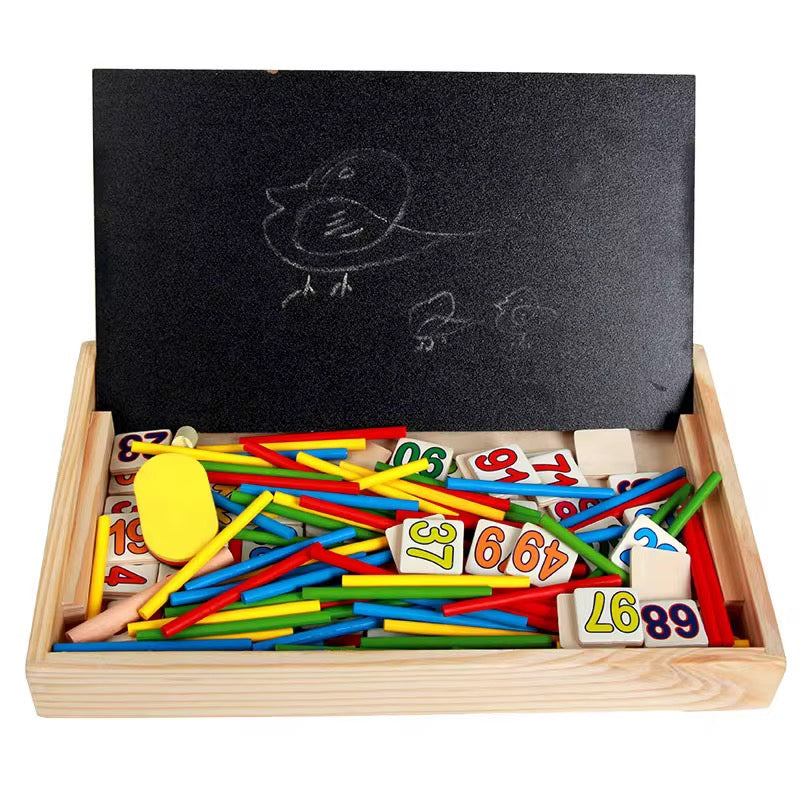 Boîte Éducative Montessori en bois Boîte Éducative Montessori en Bois – Apprentissage des Chiffres, de l’Heure et des Opérations