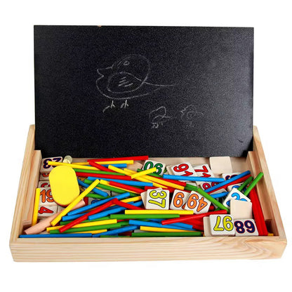 Boîte Éducative Montessori en bois Boîte Éducative Montessori en Bois – Apprentissage des Chiffres, de l’Heure et des Opérations