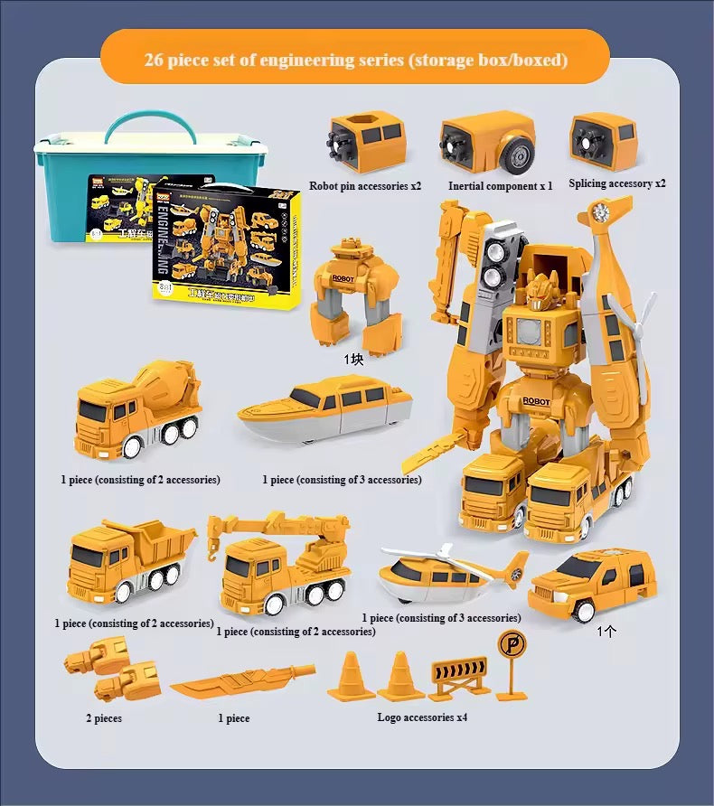 Super coffret de véhicules de chantier transformer