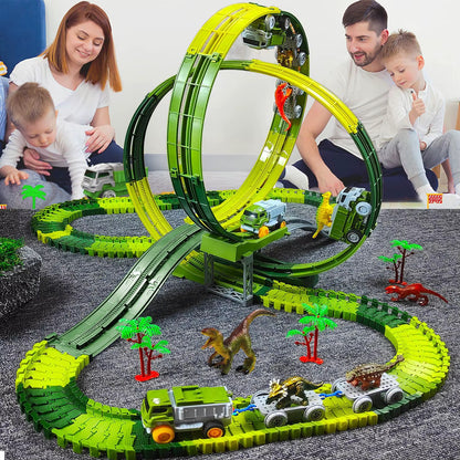 🦖 Piste de dinosaures avec circuit looping – 235 pièces