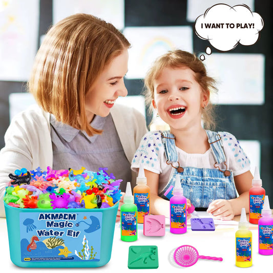 Aqua Gel Set avec 12 Bouteilles de Gel Coloré/2 Gels Colorés Lumineux, Jouet en Gel d’eau avec Moule, Colorés DIY Gels Magiques 3D CréAtifs pour Enfants 3+ Cadeau
