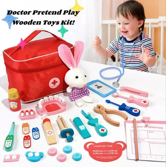 Kit medical enfant en bois, jeu de rôle Medecin/infirmière /dentiste ...