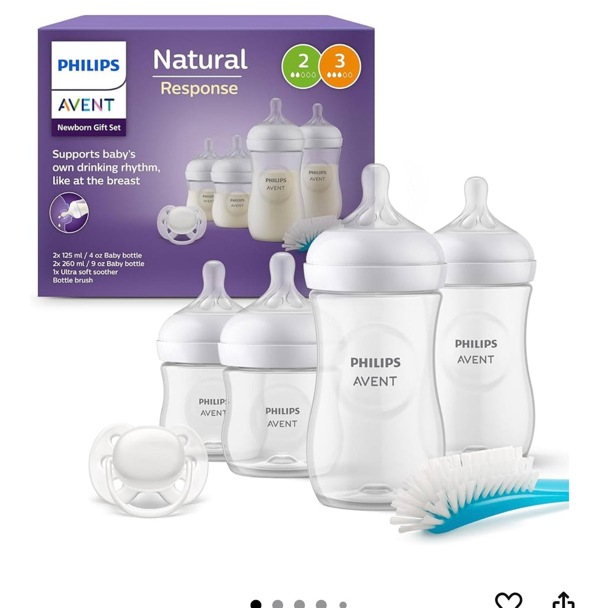 Phillips Avent lot de 4 biberon , sucette douce et goupille kit starter Naissance