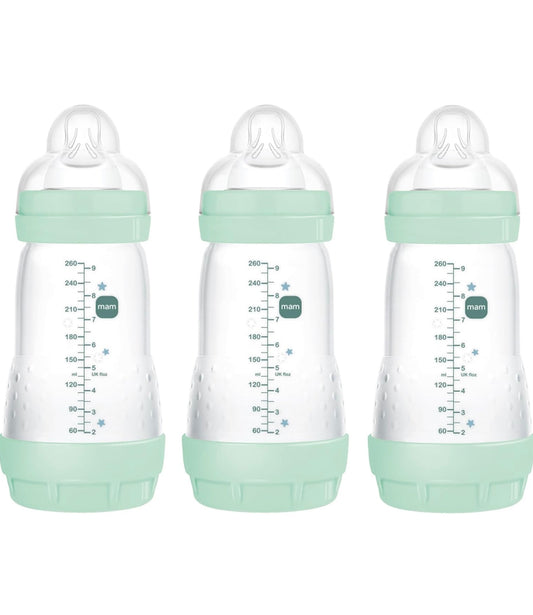 MAM Biberon anti-colique MAM Easy Start, biberons à débit moyen 2 MOIS +, biberon(3 unités),de 260ML
