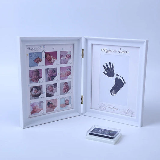 Cadre souvenir bébé – Empreintes + 12 photos mois par mois