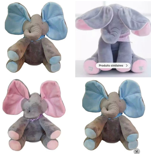 Peluche Éléphant Musicale – Jouet Interactif Doux pour Bébé. Oreilles qui bougent