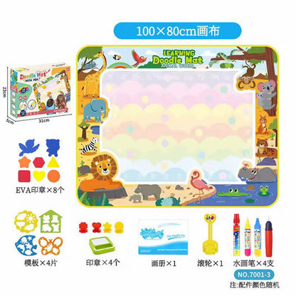Tapis de Dessin 100cmx50 Magique à l’Eau pour Enfant 100 × 80 cm – Tapis de Coloriage Réutilisable avec 4 Stylos à Eau