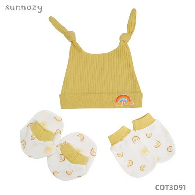 Lot de Bonnets et Moufles  et chaussons pour Bébé – Motifs Variés et Doux