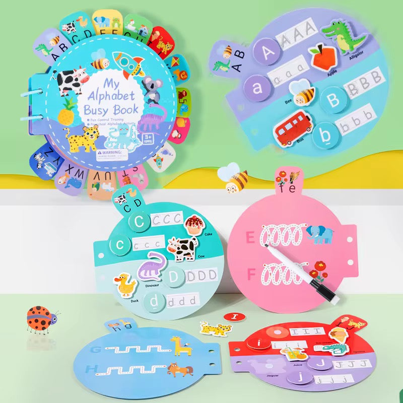 Livre éducatif "My Alphabet Busy Book" – Apprentissage interactif de l’alphabet