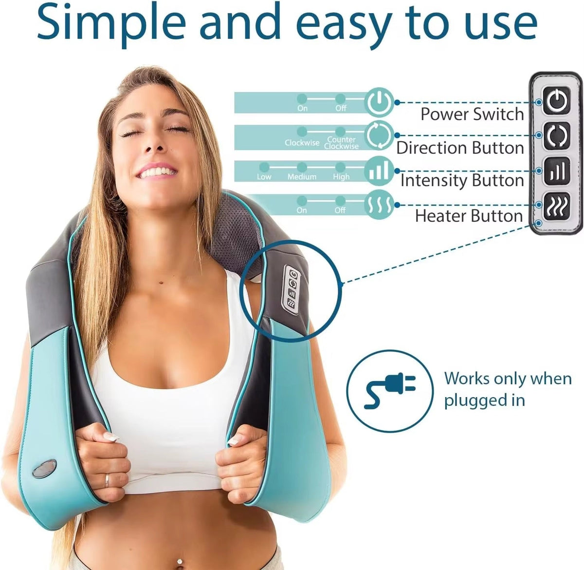 Appareil de Massage Shiatsu Électrique avec Chaleur – Pour Cou, Dos et Épaules tout le corps