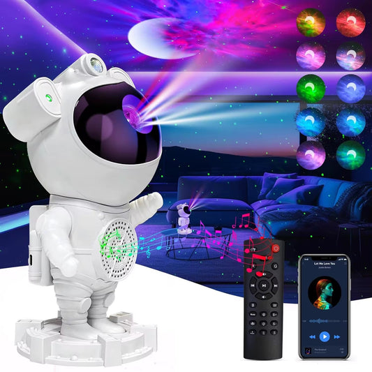 Projecteur Astronaute LED Galaxy – Veilleuse & Haut-Parleur Bluetooth avec Télécommande