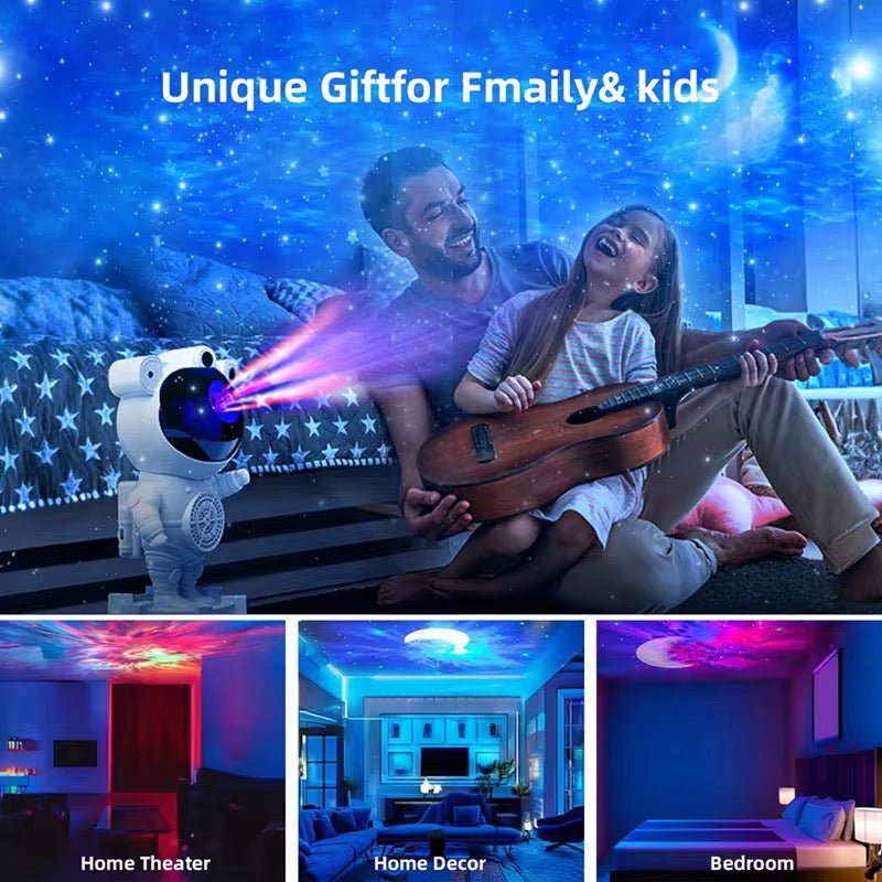 Projecteur Astronaute LED Galaxy – Veilleuse & Haut-Parleur Bluetooth avec Télécommande