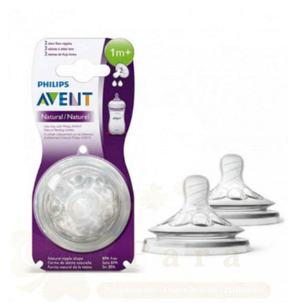 Tétines Philips Avent Natural – Débit Lent (1m+) – Lot de 2*