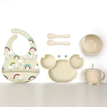 Set Repas en silicone Pour Enfant - 6pieces , 5 Couleurs au Choix