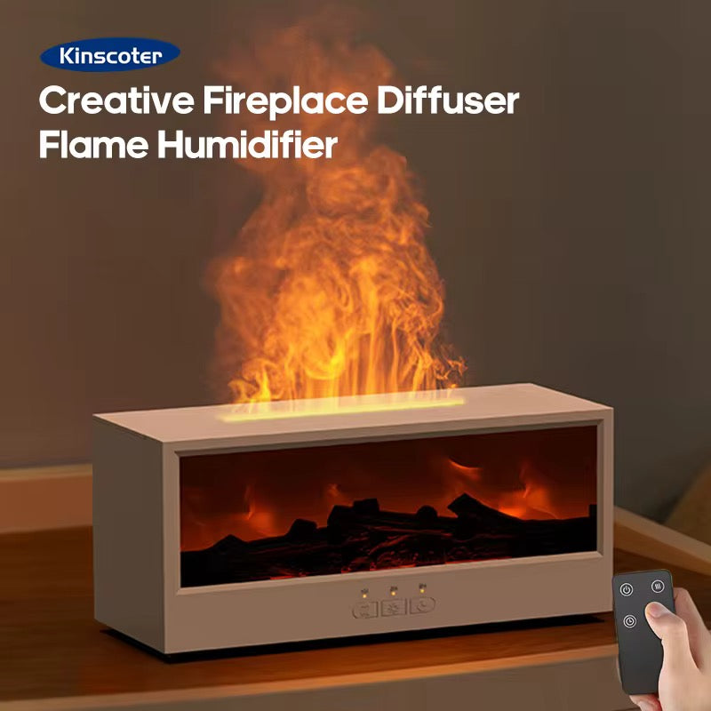 Diffuseur Arôme pour Huiles Essentielles - Effet Flamme Dynamique,Changement Couleur Auto,Télécommande