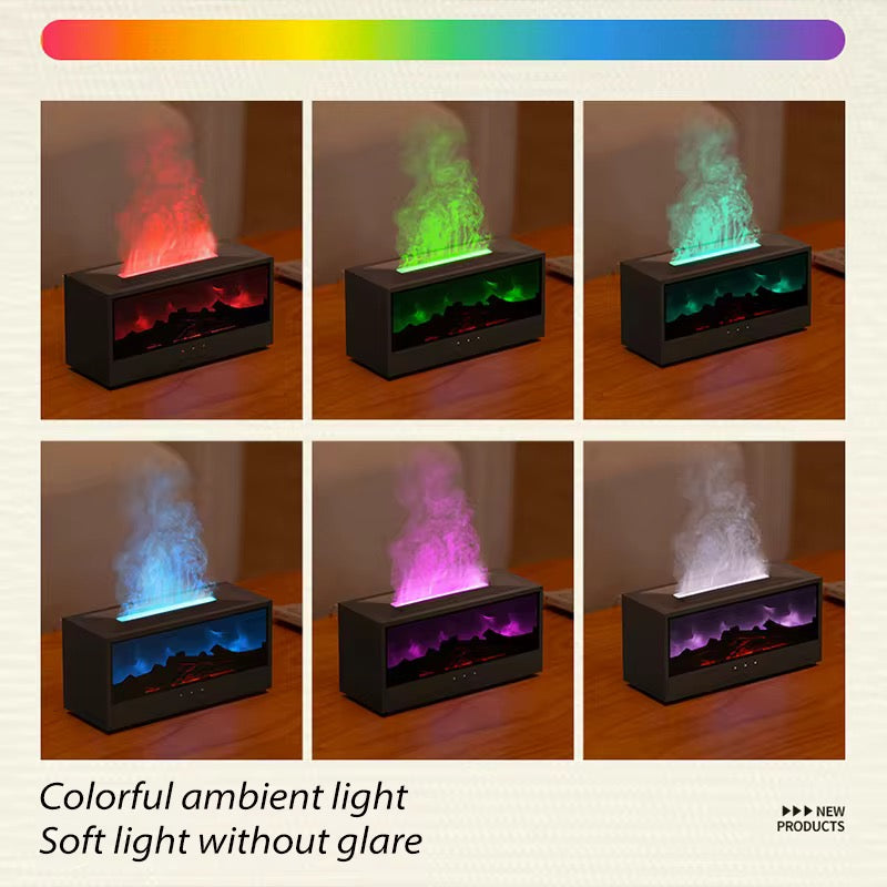 Diffuseur Arôme pour Huiles Essentielles - Effet Flamme Dynamique,Changement Couleur Auto,Télécommande