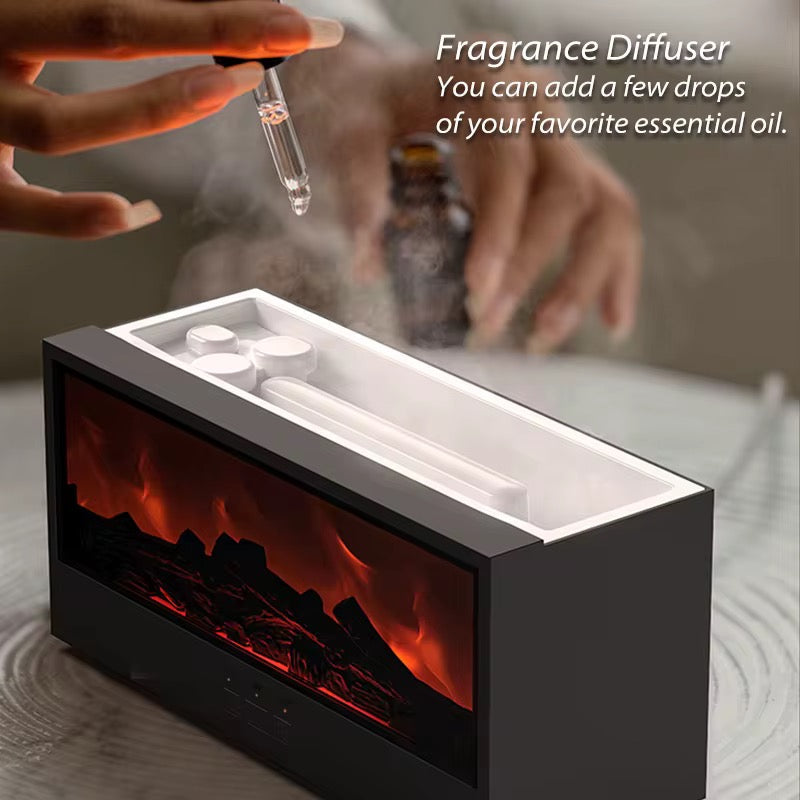 Diffuseur Arôme pour Huiles Essentielles - Effet Flamme Dynamique,Changement Couleur Auto,Télécommande