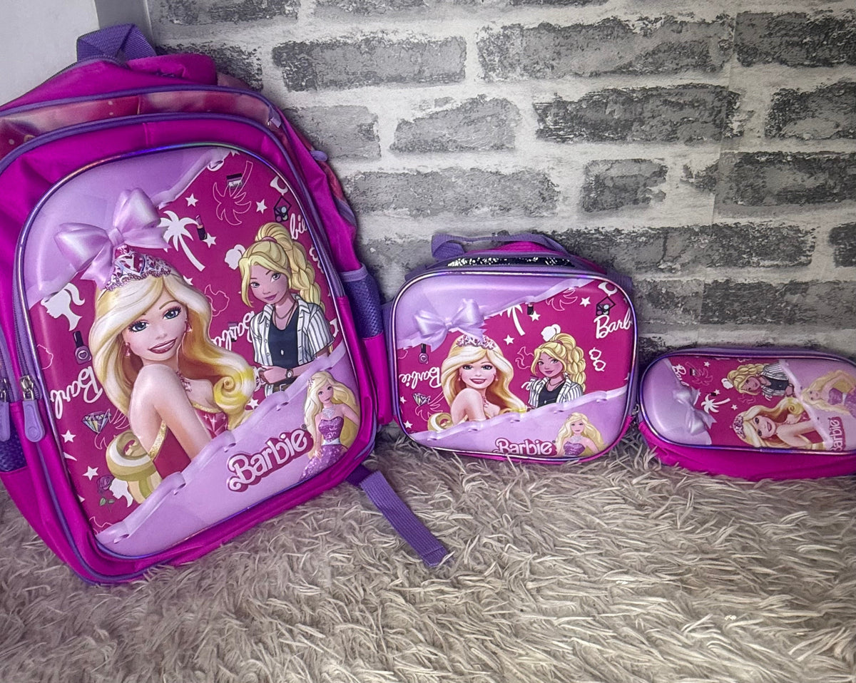 Ensemble Scolaire 3 Pièces – Barbie | Sac à dos, Trousse et Sac Repas CI à CM2