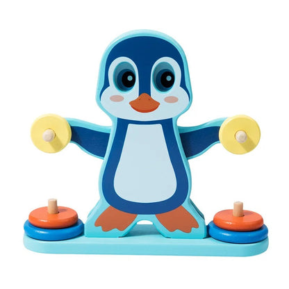 Jouet d'équilibre en bois en forme de pingouin, blocs empilables, jeu d'équilibre pour la motricité fine