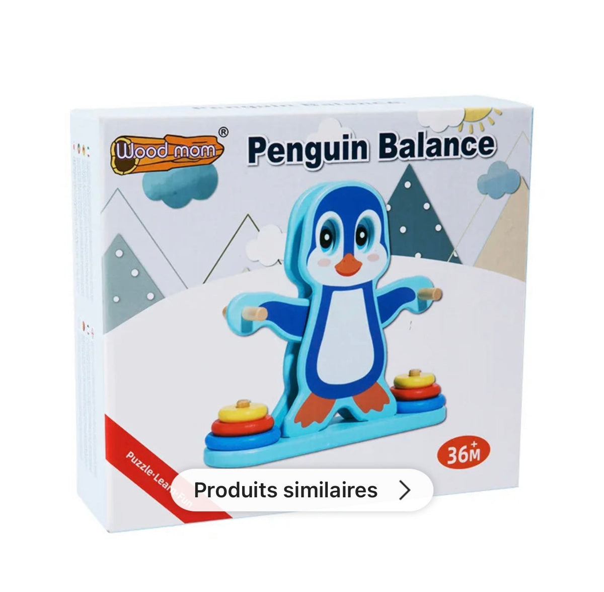 Jouet d'équilibre en bois en forme de pingouin, blocs empilables, jeu d'équilibre pour la motricité fine