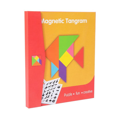 Tangram magnétique éducatif dans un coffret compact et coloré