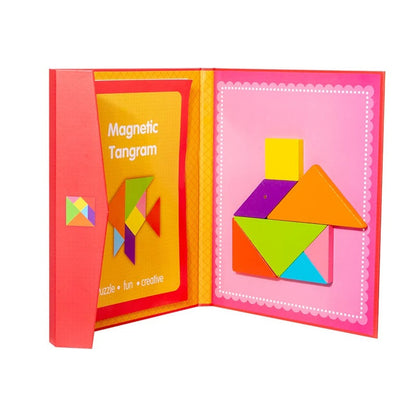 Tangram magnétique éducatif dans un coffret compact et coloré